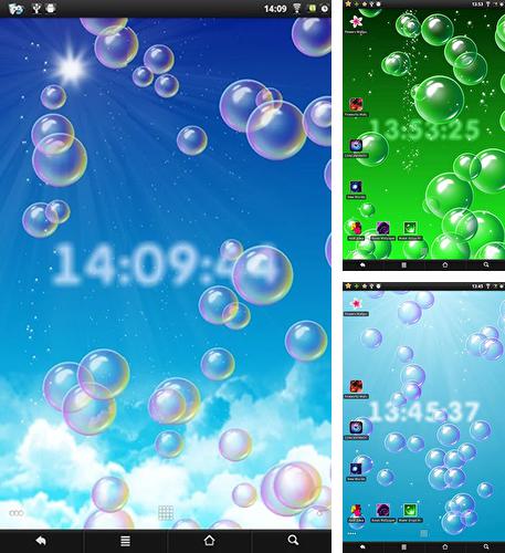 Дополнительно к живым обоям на Андроид телефоны и планшеты Магия штормов, вы можете также бесплатно скачать заставку Bubbles & clock.
