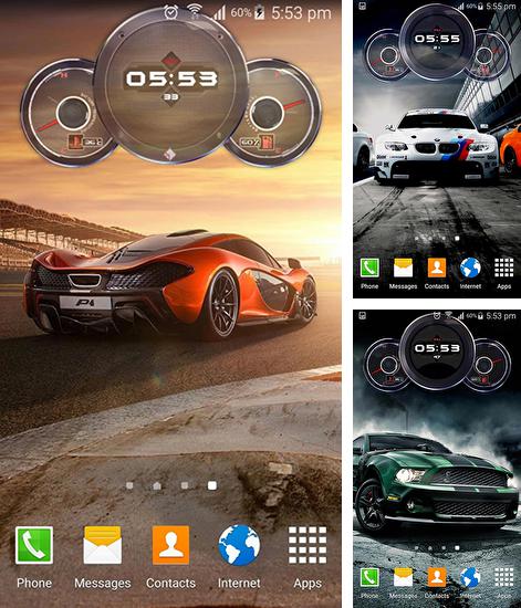 Kostenloses Android-Live Wallpaper Autouhr. Vollversion der Android-apk-App Cars clock für Tablets und Telefone.