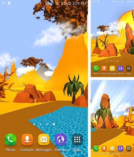 Alem do papel de parede animado Lírios e tulipas da Primavera para telefones e tablets Android, voce tambem pode baixar Deserto de desenho 3D, Cartoon desert 3D gratuitamente.