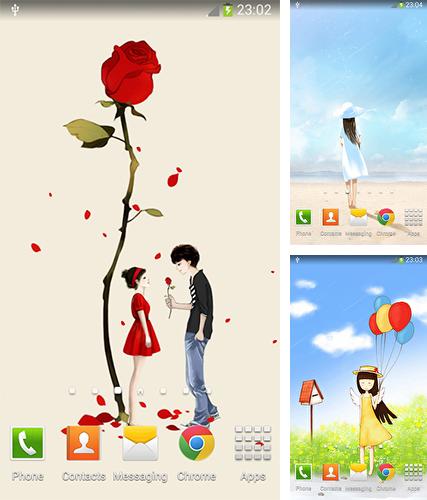 Kostenloses Android-Live Wallpaper Cartoon-Mädchen. Vollversion der Android-apk-App Cartoon girl für Tablets und Telefone.
