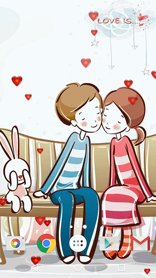 Écrans de Cartoon love pour tablette et téléphone Android.