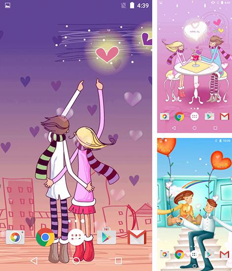 Alem do papel de parede animado Caminhões para telefones e tablets Android, voce tambem pode baixar Amor dos desenhos animados, Cartoon love gratuitamente.