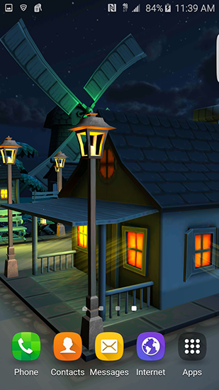 Cartoon night town 3D - скачать бесплатно живые обои для Андроид на рабочий стол.