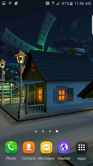 Cartoon night town 3D - скріншот живих шпалер для Android.