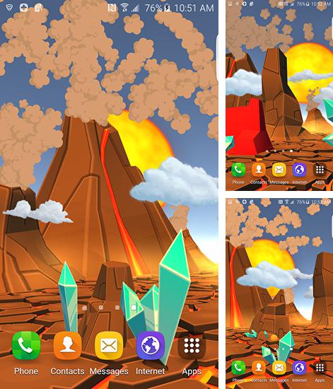Kostenloses Android-Live Wallpaper Cartoon Vulkan 3D. Vollversion der Android-apk-App Cartoon volcano 3D für Tablets und Telefone.
