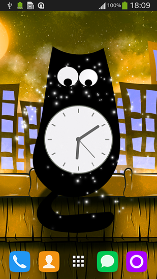 Papeis de parede animados Relógio-Gato para Android. Papeis de parede animados Cat clock para download gratuito.