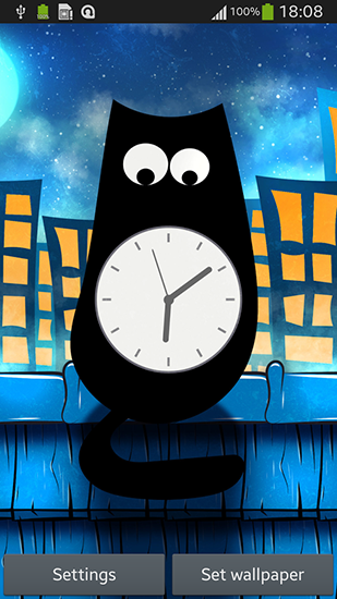 Screenshots of the Cat clock for Android tablet, phone.