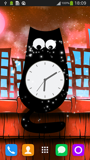 Screenshots of the Cat clock for Android tablet, phone.