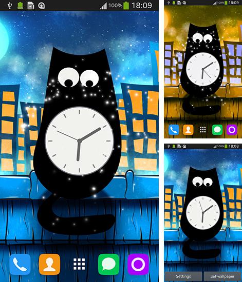 Додатково до живої шпалери Щеня для Android телефонів та планшетів, Ви можете також безкоштовно скачати Cat clock.
