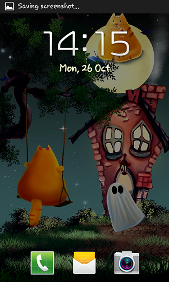 Écrans de Cat Halloween pour tablette et téléphone Android.