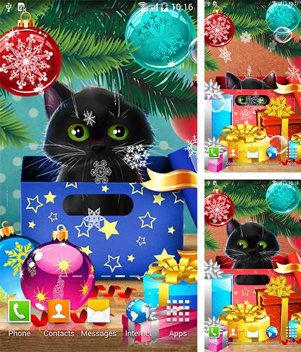 Kostenloses Android-Live Wallpaper Weihnachtskatz. Vollversion der Android-apk-App Christmas cat für Tablets und Telefone.