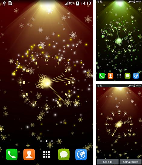 Kostenloses Android-Live Wallpaper Weihnachtsuhr. Vollversion der Android-apk-App Christmas clock für Tablets und Telefone.