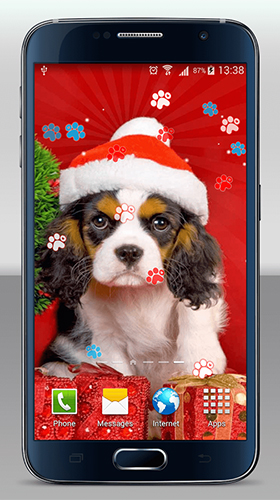 Papeis de parede animados Cães de natal para Android. Papeis de parede animados Christmas dogs para download gratuito.