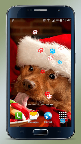 Android タブレット、携帯電話用クリスマスの犬のスクリーンショット。