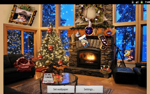 Christmas fireplace live wallpaper for Android. Christmas fireplace free  download for tablet and phone.