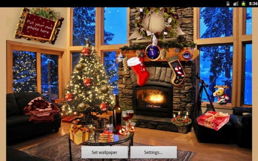 Fondos de pantalla animados a Christmas fireplace para Android. Descarga gratuita fondos de pantalla animados Chimenea de la Navidad.