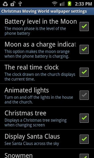 Écrans de Christmas: Moving world pour tablette et téléphone Android.