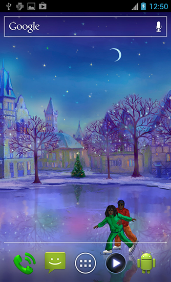 Christmas rink für Android spielen. Live Wallpaper Weihnachtliche Eisbahn kostenloser Download.
