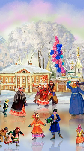 Fondos de pantalla animados a Christmas rink by 7art Studio para Android. Descarga gratuita fondos de pantalla animados Pista de patinaje de Navidad.