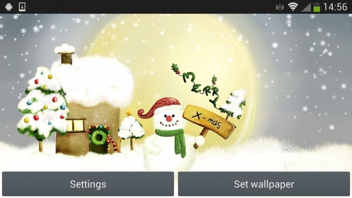 Screenshots of the Christmas snowman for Android tablet, phone.