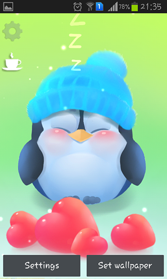 Kostenloses Android-Live Wallpaper Knuddeliger Pinguin. Vollversion der Android-apk-App Chubby penguin für Tablets und Telefone.