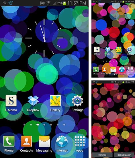 Дополнительно к живым обоям на Андроид телефоны и планшеты Красочный неон, вы можете также бесплатно скачать заставку Circles.