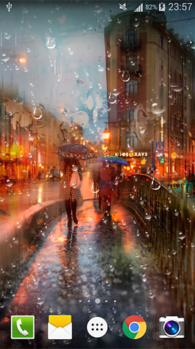 Écrans de City rain pour tablette et téléphone Android.
