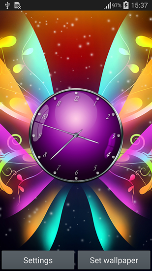 Screenshots of the Clock with butterflies for Android tablet, phone.