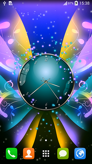 Screenshots of the Clock with butterflies for Android tablet, phone.