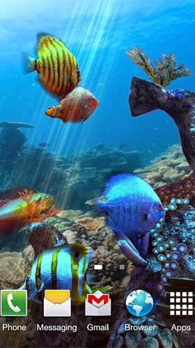 Screenshots do Aquário de peixes palhaços 3D para tablet e celular Android.