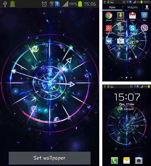 Kostenloses Android-Live Wallpaper Coole Uhr. Vollversion der Android-apk-App Cool clock für Tablets und Telefone.