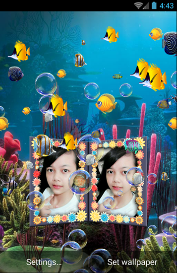 Écrans de Couple photo aquarium pour tablette et téléphone Android.