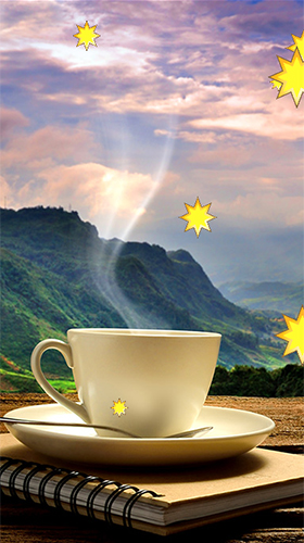 Cup of coffee für Android spielen. Live Wallpaper Kaffeetasse kostenloser Download.