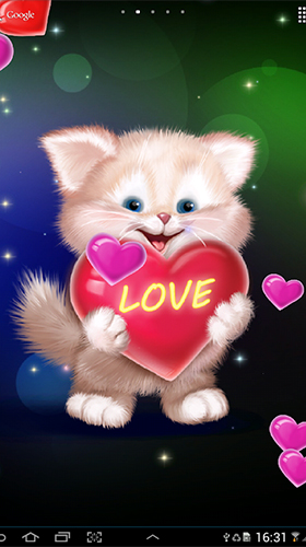 Android 用ライブ・ウォールペーパーズ 3D：かわいい猫をプレイします。ゲームCute cat by Live Wallpapers 3Dの無料ダウンロード。