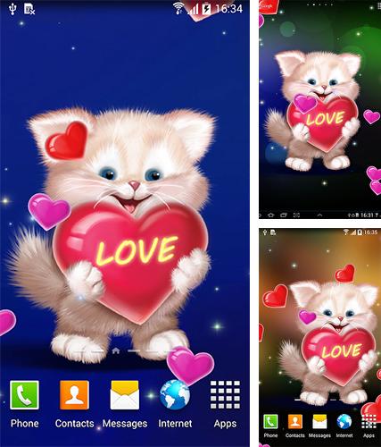 Kostenloses Android-Live Wallpaper Niedliche Katze. Vollversion der Android-apk-App Cute cat by Live Wallpapers 3D für Tablets und Telefone.