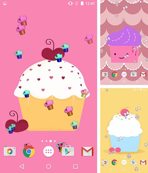 Kostenloses Android-Live Wallpaper Niedliche Cupcakes. Vollversion der Android-apk-App Cute cupcakes für Tablets und Telefone.