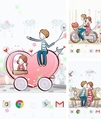 Kostenloses Android-Live Wallpaper Niedliche Verliebte. Vollversion der Android-apk-App Cute lovers für Tablets und Telefone.