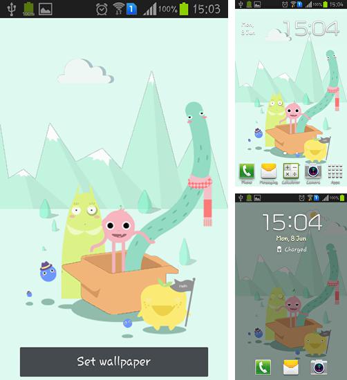 Zusätzlich zum Live Wallpaper Dynamische Erde für Android Mobiltelefone und Tablets, können Sie auch Cute monsters, Niedliche Monster kostenlos herunterladen.