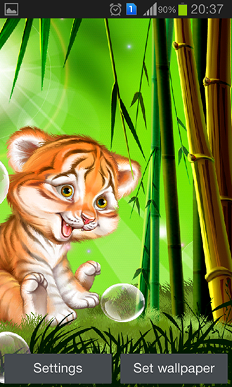 Cute tiger cub - бесплатно скачать живые обои на Андроид телефон или планшет.
