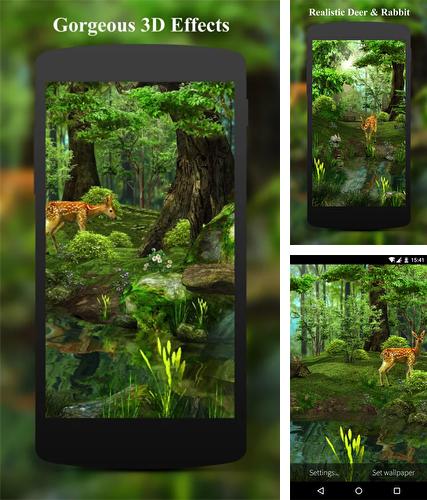 Kostenloses Android-Live Wallpaper Hirsch und Natur 3D. Vollversion der Android-apk-App Deer and nature 3D für Tablets und Telefone.