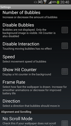 Screenshots do Bolhas de luxo para tablet e celular Android.