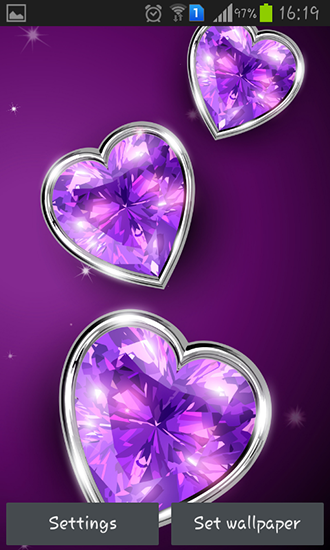 Fondos de pantalla animados a Diamond hearts para Android. Descarga gratuita fondos de pantalla animados Corazones de diamantes.