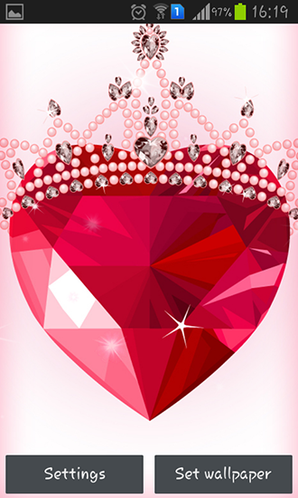 Écrans de Diamond hearts pour tablette et téléphone Android.