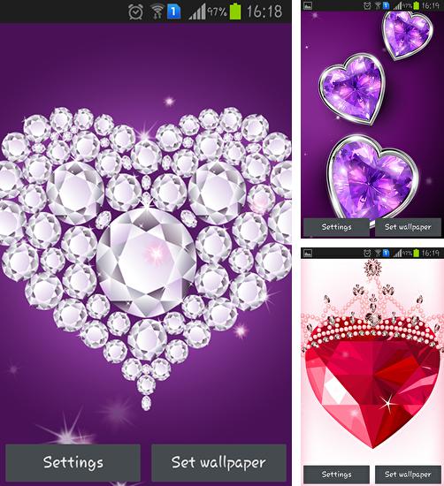 Diamond hearts - бесплатно скачать живые обои на Андроид телефон или планшет.