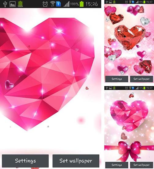 Alem do papel de parede animado Frutas para telefones e tablets Android, voce tambem pode baixar Corações do diamante, Diamond hearts by Live wallpaper HQ gratuitamente.