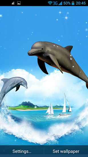 Dolphin 3D - безкоштовно скачати живі шпалери на Андроїд телефон або планшет.