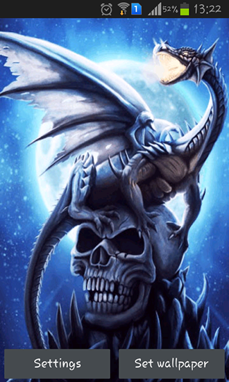 Dragon on skull - бесплатно скачать живые обои на Андроид телефон или планшет.