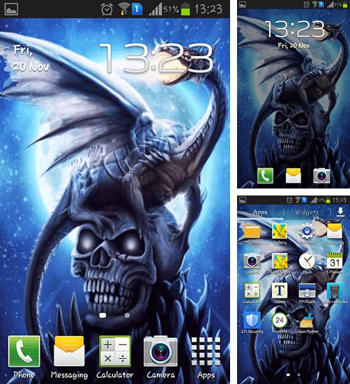 Kostenloses Android-Live Wallpaper Drache auf Schädel. Vollversion der Android-apk-App Dragon on skull für Tablets und Telefone.