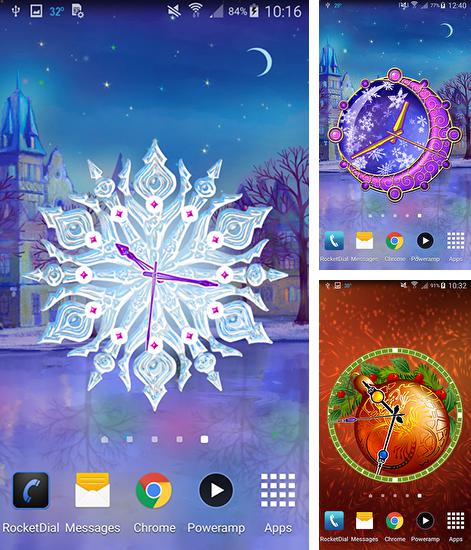 Kostenloses Android-Live Wallpaper Verträumte Uhr: Weihnachten. Vollversion der Android-apk-App Dreamery clock: Christmas für Tablets und Telefone.