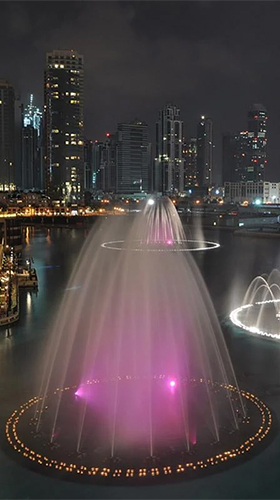 Kostenloses Android-Live Wallpaper Dubai Brunnen. Vollversion der Android-apk-App Dubai fountain für Tablets und Telefone.